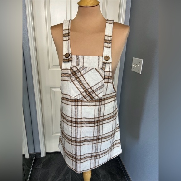 Barrels and Oil Plaid Flannel Overall Dress - Picture 1 of 7